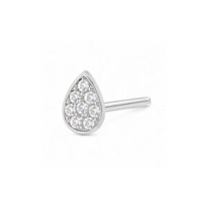 Teardrop Stud Pave CZ Nose Pin 925 Sterling Silver