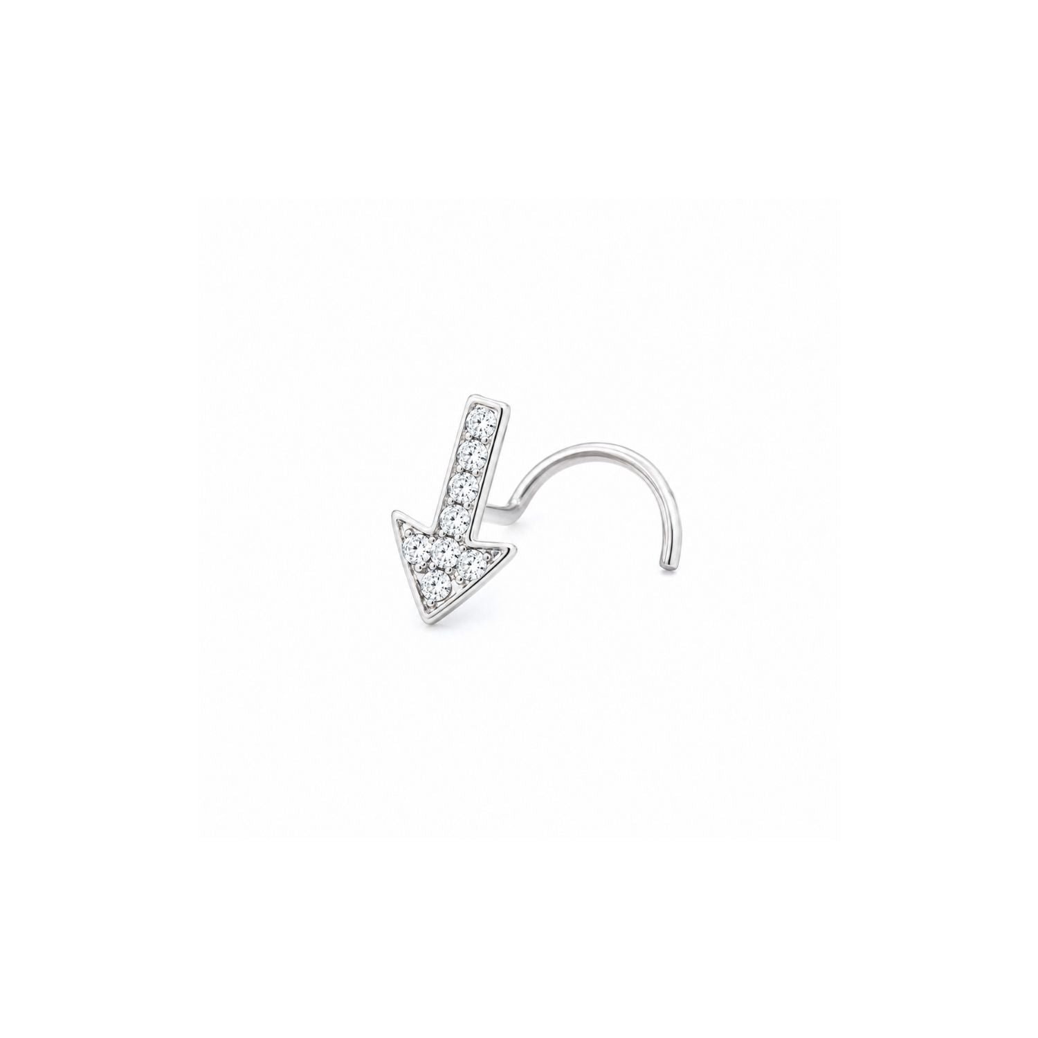 Arrow Pave CZ Nose Pin 925 Sterling Silver - Image 2