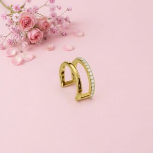 Half Diamond Ear Cuff - 925 Sterling Silver Gold Plated