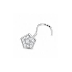 Pentagon Pave CZ Nose Pin 925 Sterling Silver