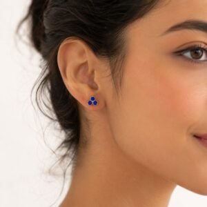 Sapphire Trio Studs - 925 Sterling Silver Gold Plated