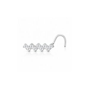 Zigzag Bar CZ Nose Pin 925 Sterling Silver