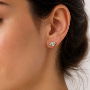 Marquise Studs - 925 Sterling Silver Gold Plated