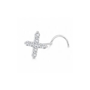Cross CZ Nose Pin 925 Sterling Silver