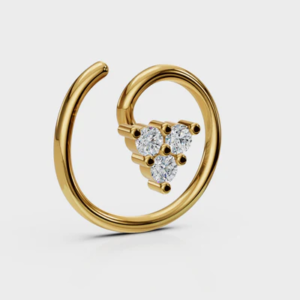 925 Sterling Silver Gold Plated Triangle Cluster Nose Pin