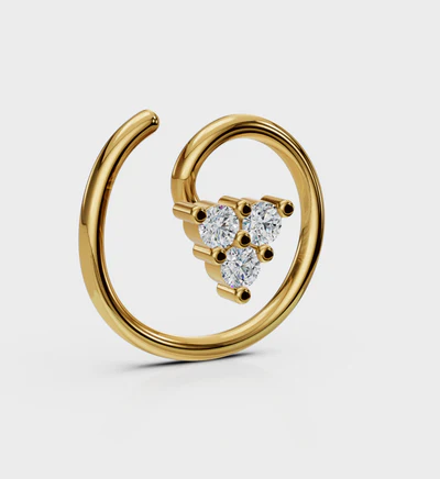 925 Sterling Silver Gold Plated Triangle Cluster Nose Pin - Image 2