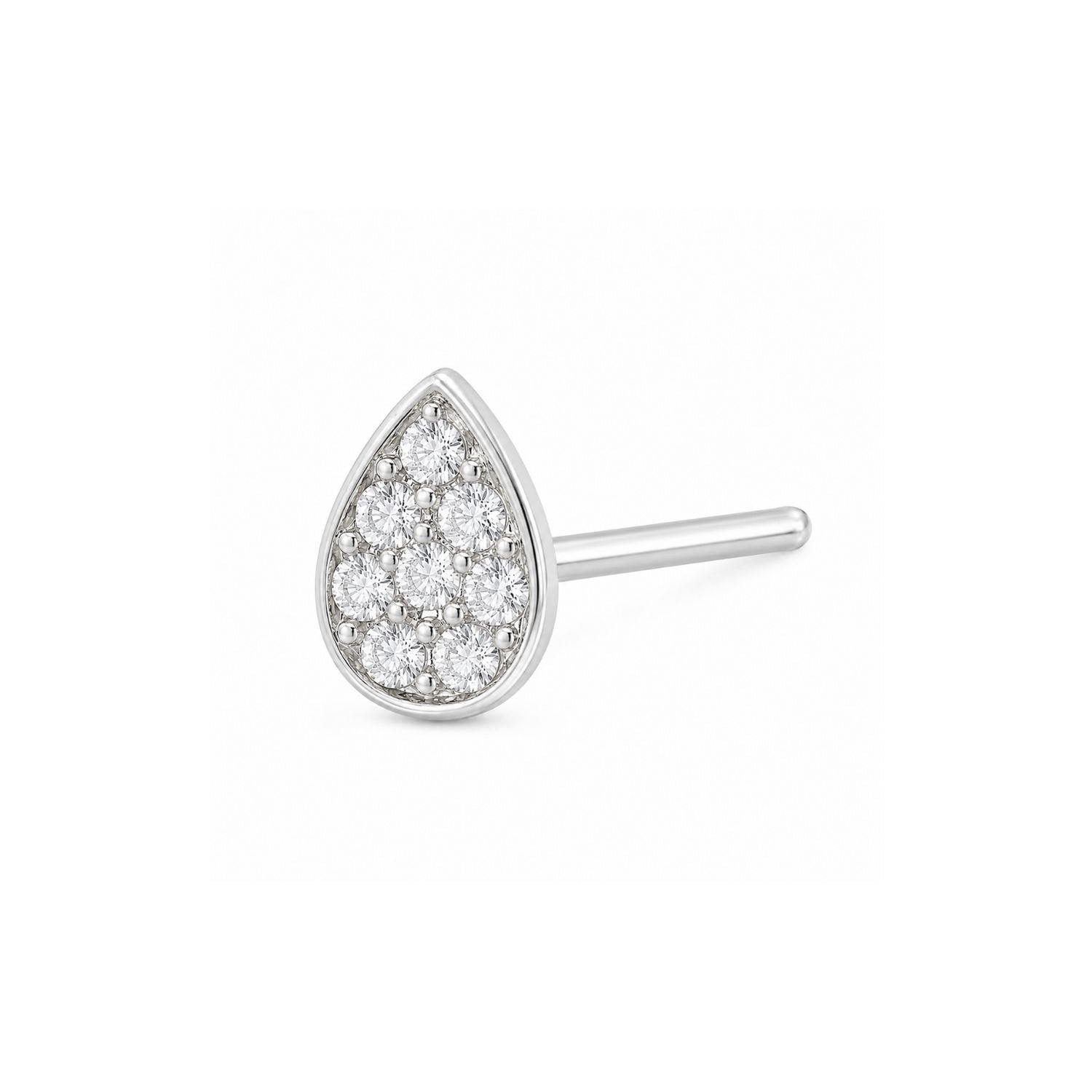 Teardrop Pave CZ Nose Pin 925 Sterling Silver - Image 2