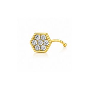 Hexagon Stud Pave CZ Nose Pin 925 Sterling Silver