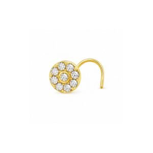 Round Bezel Centre Halo CZ Nose Pin 925 Sterling Silver