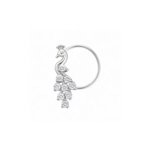 Peacock CZ Nose Ring 925 Sterling Silver