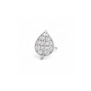 Leaf with Vein CZ Nose Ring 925 Sterling Silver