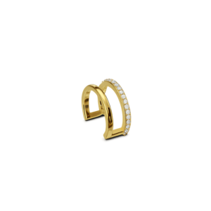 Half Diamond Ear Cuff - 925 Sterling Silver Gold Plated