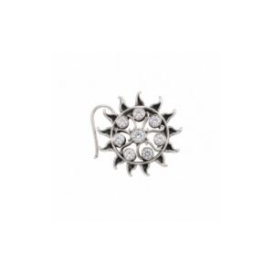 Tribal Sun CZ Nose Pin 925 Sterling Silver