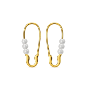 Perle Safety Pin Earrings - 925 Sterling Silver Gold Plated