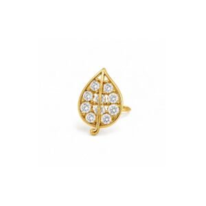 Leaf with Vein CZ Nose Ring 925 Sterling Silver