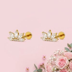 Lotus Marquise White Cz Stud Earrings – Sterling Silver