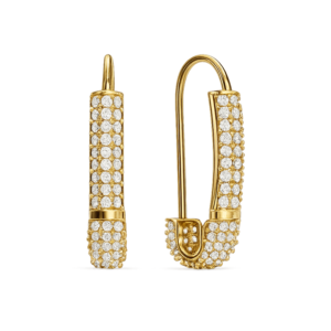 Glam Safety Pin Earrings - 925 Sterling Silver Gold Plated
