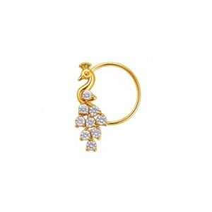 Peacock CZ Nose Ring 925 Sterling Silver
