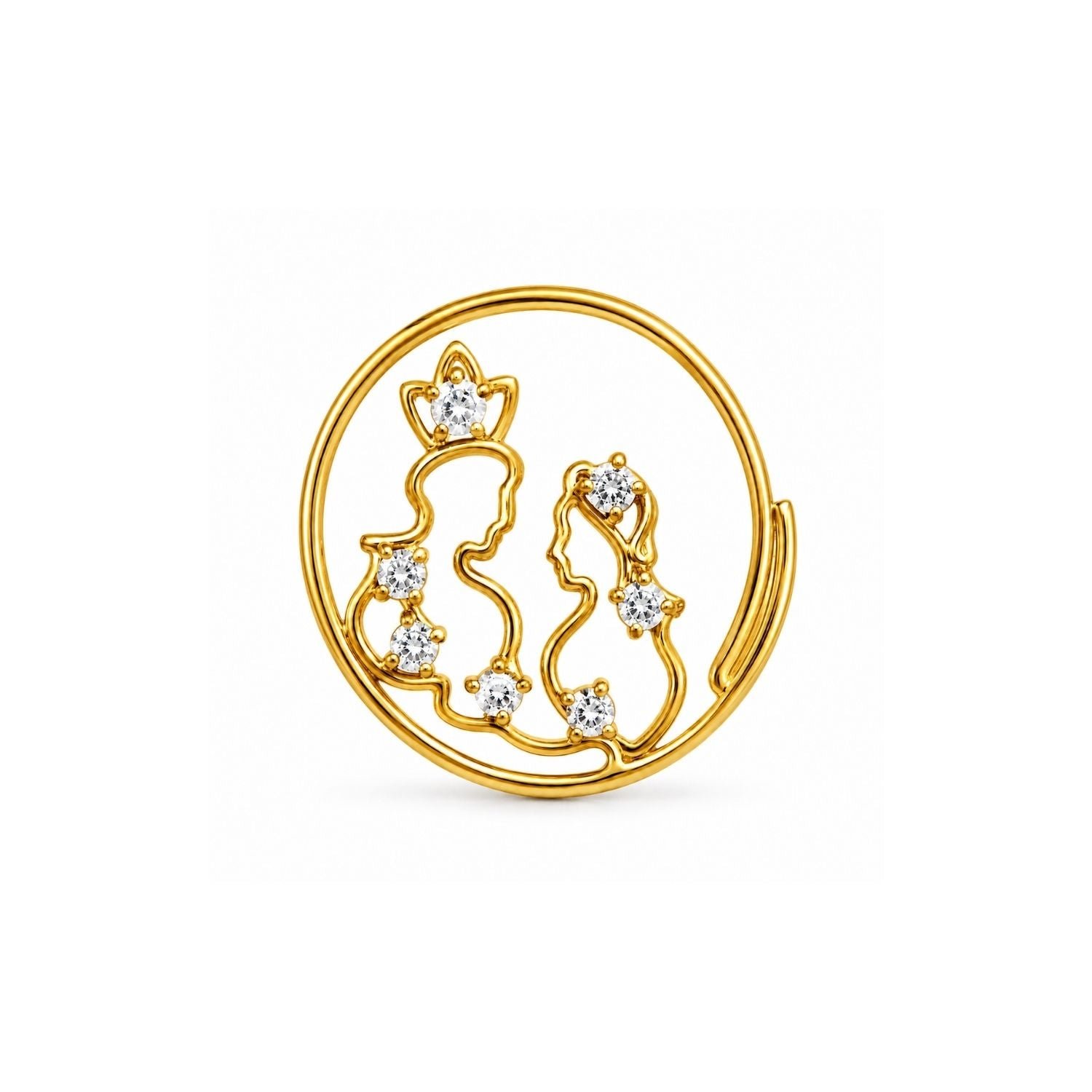 Couple Silhouette CZ Nose Ring 925 Sterling Silver
