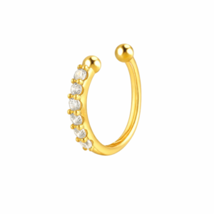 White Cz Curve Nose Ring – Sterling Silver