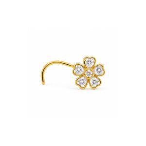 Five Petal Blossom CZ Nose Pin 925 Sterling Silver