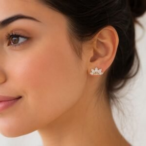 Lotus Marquise White Cz Stud Earrings – Sterling Silver