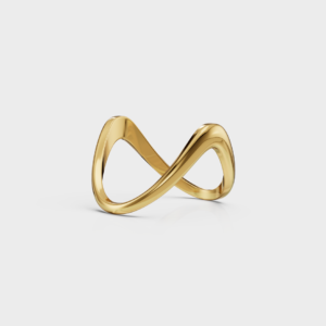 V Shaped Ring - 925 Sterling Silver Gold Plated