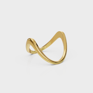 V Shaped Ring - 925 Sterling Silver Gold Plated