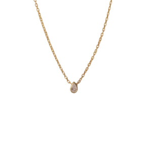 Pear Diamond Necklace - 925 Sterling Silver Gold Plated