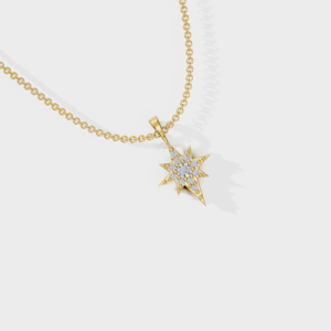 Studded North Star Necklace - 925 Sterling Silver Gold Plated