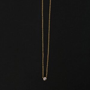 Solo Diamond Necklace - 925 Sterling Silver Gold Plated
