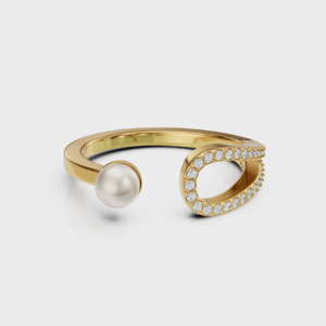 Pearl Clutch Ring - 925 Sterling Silver Gold Plated
