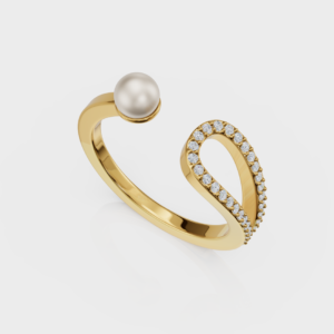 Pearl Clutch Ring - 925 Sterling Silver Gold Plated