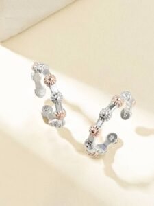 Dual-Tone Floral Silver Toe Ring - 925 Sterling Silver