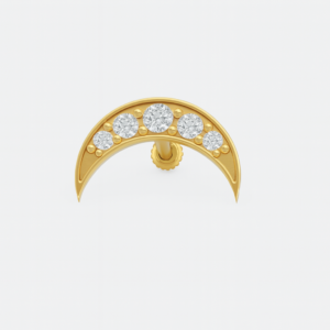 925 Sterling Silver Gold Plated Crescent Moon Nose Pin