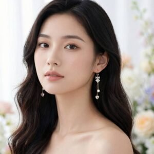 Celestial Stream Pearl Drop Earrings - 925 Sterling Silver Yellow Gold Plated