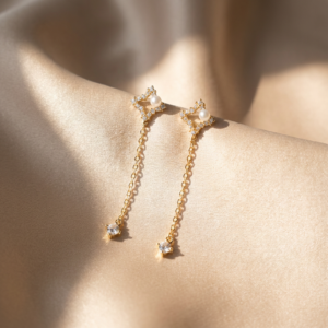 Chic Frame Drop Dangle Earring - Sterling Silver Gold Plated