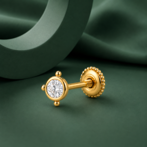 Classic Solitaire White CZ Nose Pin – 925 Sterling Silver Gold Plated Screw Nose Stud