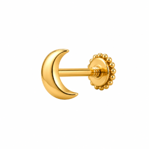 Minimalist Crescent Moon Nose Pin – 925 Sterling Silver Gold Plated Screw Nose Stud