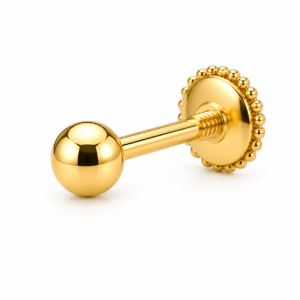 Classic Gold Ball Nose Pin – 925 Sterling Silver Gold Plated Screw Nose Stud