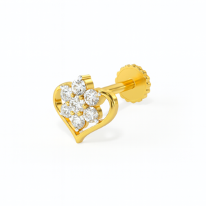 925 Sterling Silver Gold Plated Heart Floral Cluster Nose Pin