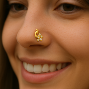 925 Sterling Silver Gold Plated Peacock Nose Pin
