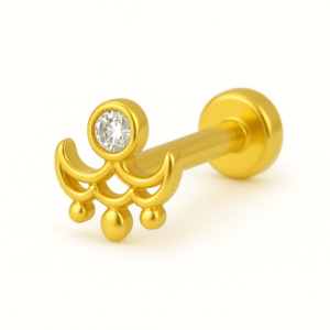 925 Sterling Silver Gold Plated Crescent Layer Nose Pin