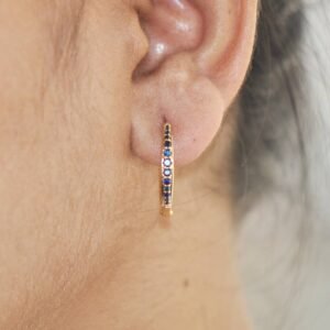Natural Blue Sapphire Whirl Earrings - 925 Sterling Silver
