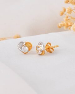 0.30 Carat White CZ Heart Earrings - 925 Sterling Silver Gold Plated
