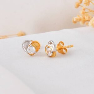 0.30 Carat White CZ Heart Earrings - 925 Sterling Silver Gold Plated