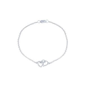 Sterling Silver Two Heart Bracelet - 925 Sterling Silver