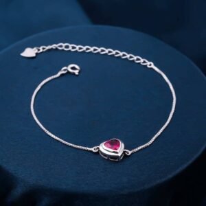 Silver Covered Heart Bracelet - 925 Sterling Silver