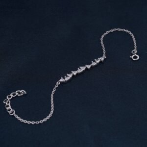 Silver Trillion Crystal Bracelet - 925 Sterling Silver Rhodium Plated