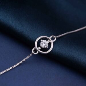 Silver Solitaire Circle Bracelet - 925 Sterling Silver